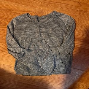 gray striped lululemon swiftly long sleeve
